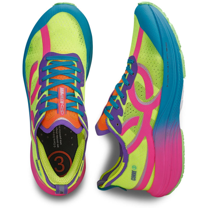 Tênis Corre 3 Verde//Rosa – Azul Royal
